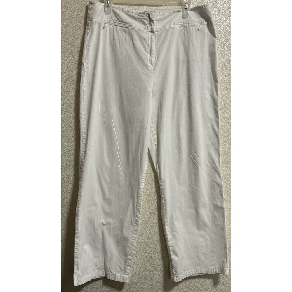 Chico's Flat Front Cropped Pants White Cotton Coastal Resort Casual Size 2.5 (L)